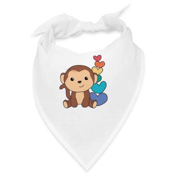 Regenbogen Herzen Pride LGBTQ süße tiere Affe - Bandana - Weiß - Vorne