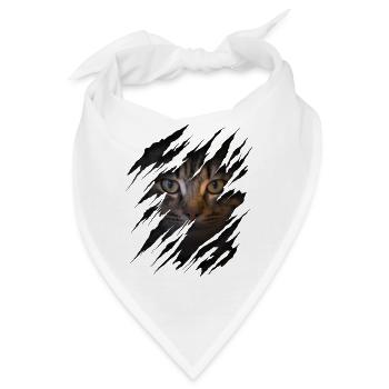 Katze mit Kratzer - Katzengesicht Scratch Cat - Bandana - Weiß - Vorne