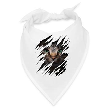 Katze mit Kratzer - Katzengesicht Scratch Cat - Bandana - Weiß - Vorne