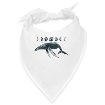 Blauwal und Mondphasen - Wal meereslebewesen Kunst - Bandana - Weiß - Vorne