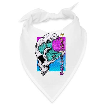 Skull Vaporwave Synthwave - Bandana - Weiß - Vorne