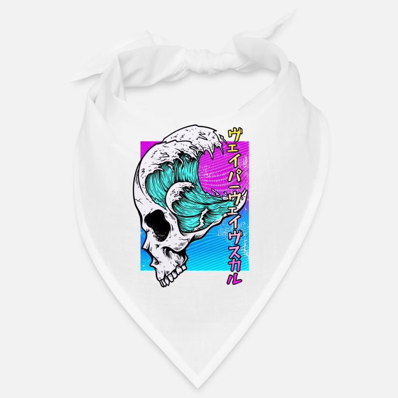 Skull Vaporwave Synthwave - Bandana - Weiß
