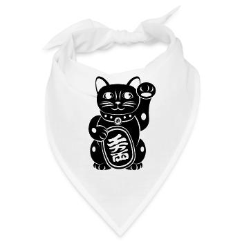 Maneki Neko Japanische Katze - Bandana - Weiß - Vorne