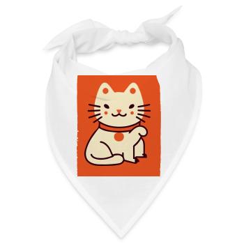 Katze Winkekatze Asia - Bandana - Weiß - Vorne