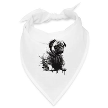 Mops-schablonen-design Weiß Und Schwarz - Bandana - Weiß - Vorne