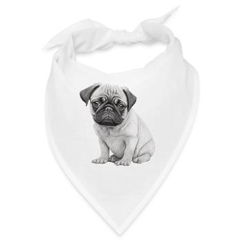 Mops-schablonen-design Weiß Und Schwarz - Bandana - Weiß - Vorne