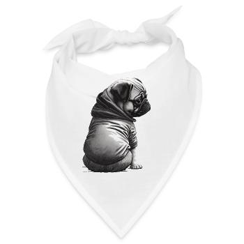 Mops-schablonen-design Weiß Und Schwarz - Bandana - Weiß - Vorne