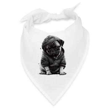 Mops-schablonen-design Weiß Und Schwarz - Bandana - Weiß - Vorne