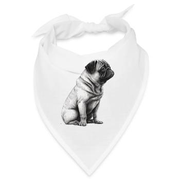 Mops-schablonen-design Weiß Und Schwarz - Bandana - Weiß - Vorne