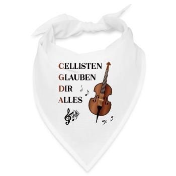 Cello Violoncello Cellistin Musikerin Cellisten - Bandana - Weiß - Vorne