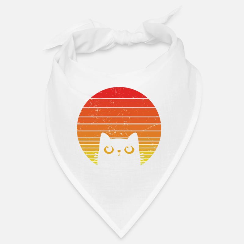 Retro -Katze Späht - Bandana - Weiß