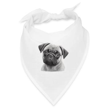 Mops Schablonen Design Weiß Und Schwarz - Bandana - Weiß - Vorne