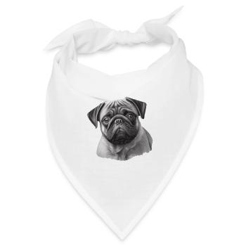 Mops Schablonen Design Weiß Und Schwarz - Bandana - Weiß - Vorne