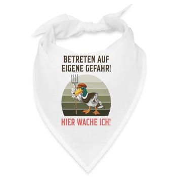 Betreten auf eigene Gefahr! Ente Mistgabel - Bandana - Weiß - Vorne