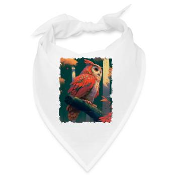 Eule Cartoon Anime Style - Bandana - Weiß - Vorne