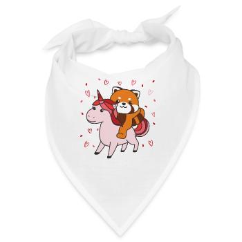 Roter Panda mit Einhorn Herzen Lieblingstier Herz - Bandana - Weiß - Vorne