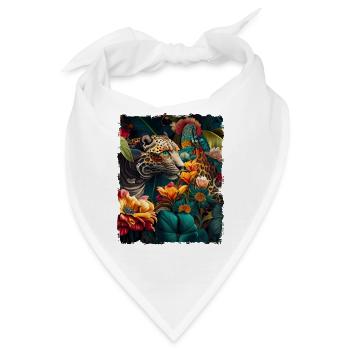Leopard Blumen - Bandana - Weiß - Vorne