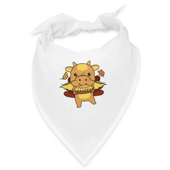thanksgiving day outfits Truthahn Drache mit Pie - Bandana - Weiß - Vorne