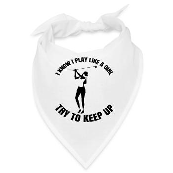Golfschläger Golfball Golf Mädchen Golfspielerin - Bandana - Weiß - Vorne