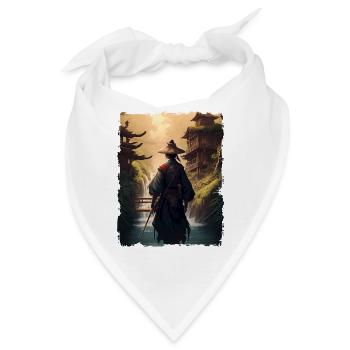 Samurai Japanischer Tempel Wasserfall - Bandana - Weiß - Vorne