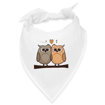 Owl Heart Valentine's Day - Bandana - Weiß - Vorne