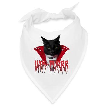 Vampurr Lustige schwarze Katze als Vampir - Bandana - Weiß - Vorne
