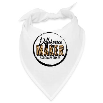 Sozialarbeiter Shirt, Difference Maker Leopard - Bandana - Weiß - Vorne