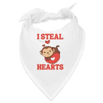 Affe zum Valentinstag ich stehle Herzen - Bandana - Weiß - Vorne