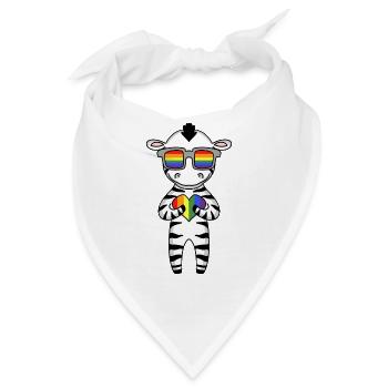 Gay Regenbogen Herz Tier Zebra - Bandana - Weiß - Vorne