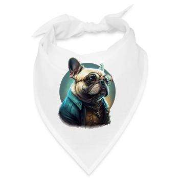 Französische Bulldogge Popkultur mit Sonnenbrille - Bandana - Weiß - Vorne