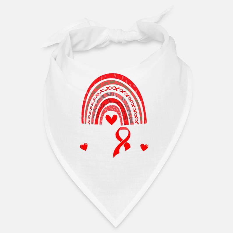 Rainbow Red Ribbon Heart Disease Bandana