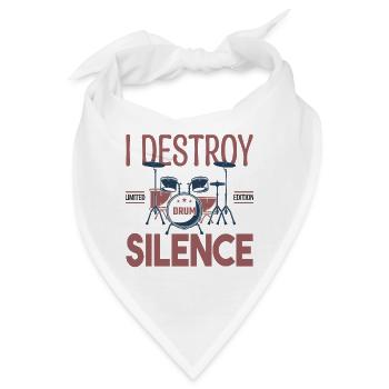 Ich zerstöre das Schweigen. Geschenkschlagzeuger, Geschenkmusiker - Bandana - Weiß - Vorne