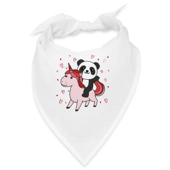 Panda mit Einhorn Herzen Lieblingstier Herz - Bandana - Weiß - Vorne