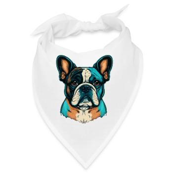 Süße französische Bulldogge in abstrakten Farben - Bandana - Weiß - Vorne