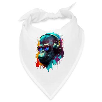 Gorilla Affe DJ Kopfhörer Sonnenbrille Club Musik - Bandana - Weiß - Vorne