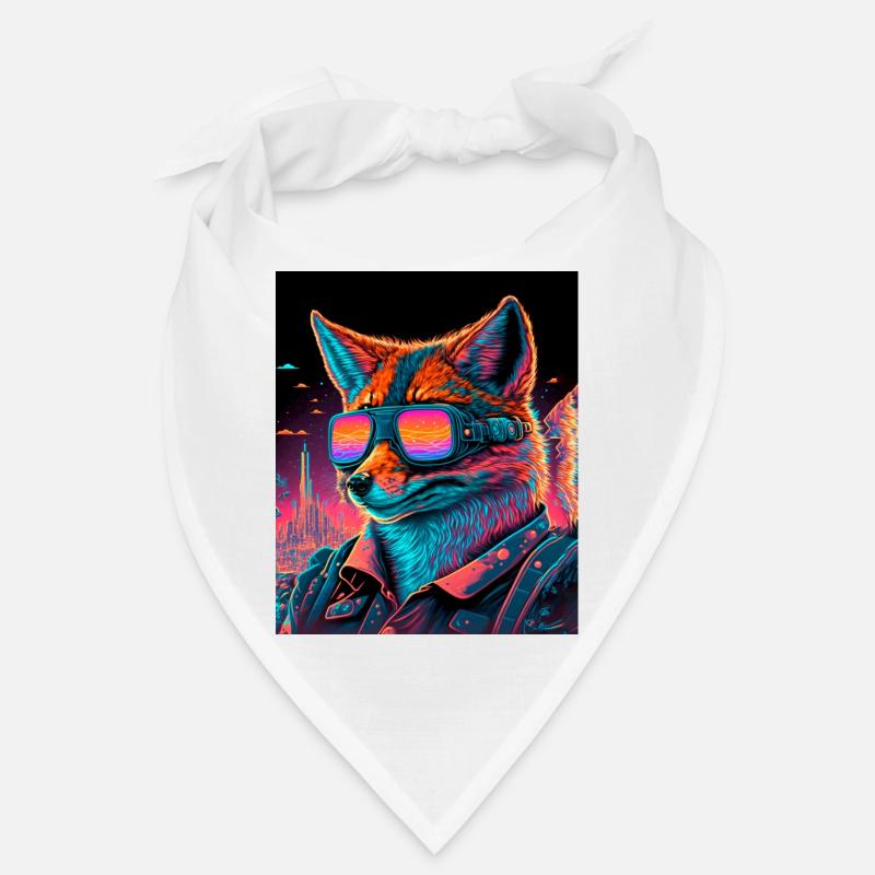 Retro Futuristic Synthwave Fox Bandana