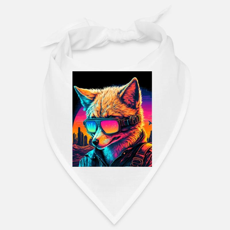 Retro Futuristic Synthwave Fox Bandana