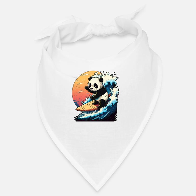 Panda ours surfant sur la grosse vague Bandana