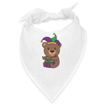 Fasching Bär mit Trommel Faschings Kostüm - Bandana - Weiß - Vorne