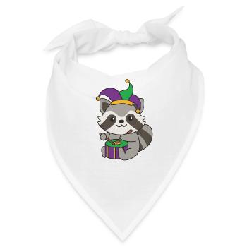 Fasching Waschbär mit Trommel Faschings Kostüm - Bandana - Weiß - Vorne