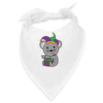 Fasching Maus mit Trommel Faschings Kostüm - Bandana - Weiß - Vorne