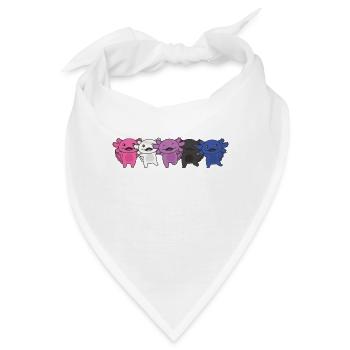 Genderfluid Flag Gay Pride LGBTQ Axolotl - Bandana - Weiß - Vorne