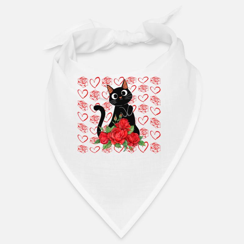 Chemise de Saint-Valentin, cœur de chat noir mignon Bandana