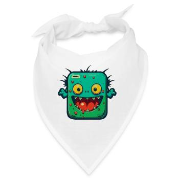Monster Crash - Freches grünes Tablet Monster - Bandana - Weiß - Vorne