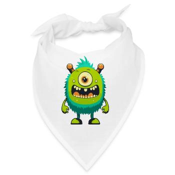 Monster Crash - Freches grünes Zyklopen Monster - Bandana - Weiß - Vorne