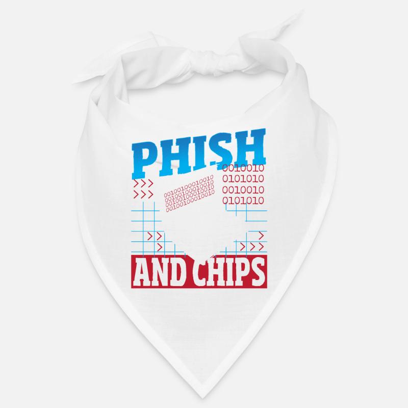 Phish and Chips Hacker Hacking Internet Network - Bandana - white