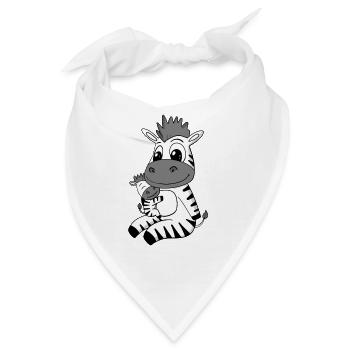 Zebra Familie - Zebra mit Baby - Zebra Motiv - Bandana - Weiß - Vorne
