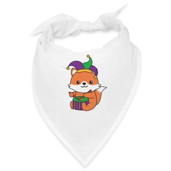 Fasching Fuchs mit Trommel Faschings Kostüm - Bandana - Weiß - Vorne