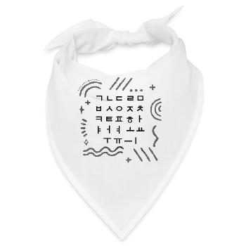 Korea Hemd, Korean Alphabet Hangul Matrix Tee, - Bandana - Weiß - Vorne