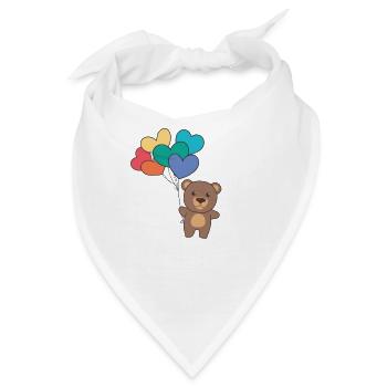 Regenbogen Herzen Pride LGBTQ Luftballons Bär - Bandana - Weiß - Vorne